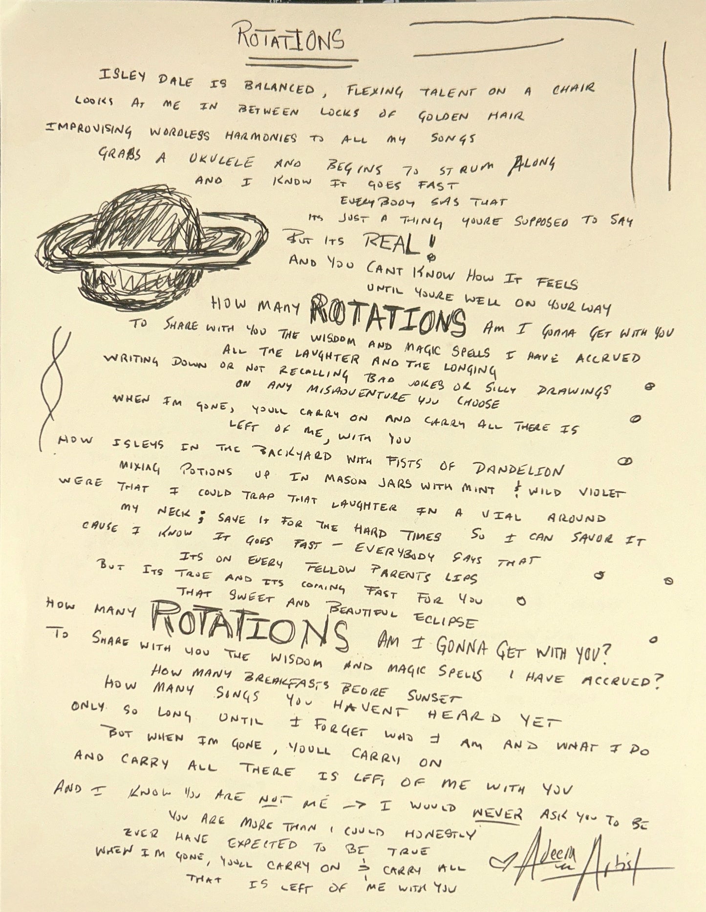 Handwritten Lyrics